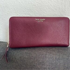 New Kate Spade Laurel Way Neda Large Wallet Saffiano Leather Deep Berry